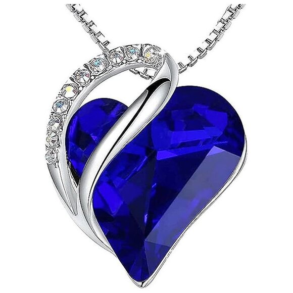 Necklaces for Women, Infinity Love Heart , September-Sapphire Blue